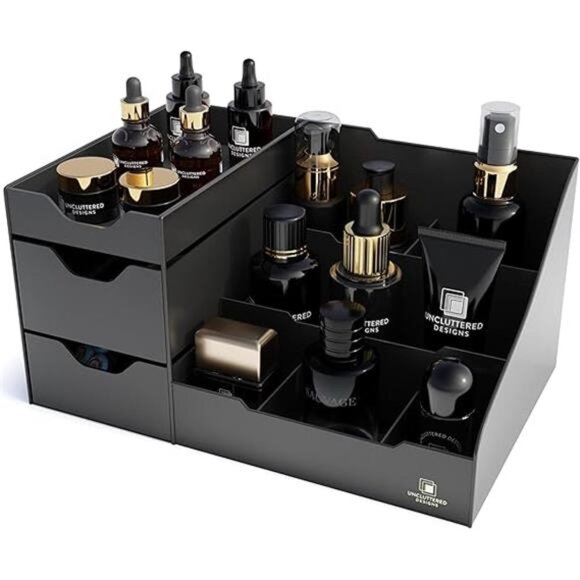 Uncluttered Designs Large Black Vanity Organizer - Countertop Mens Organizer - Picture 7 of 7